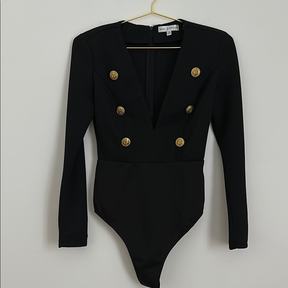 Rare London Black Textured Bodysuit